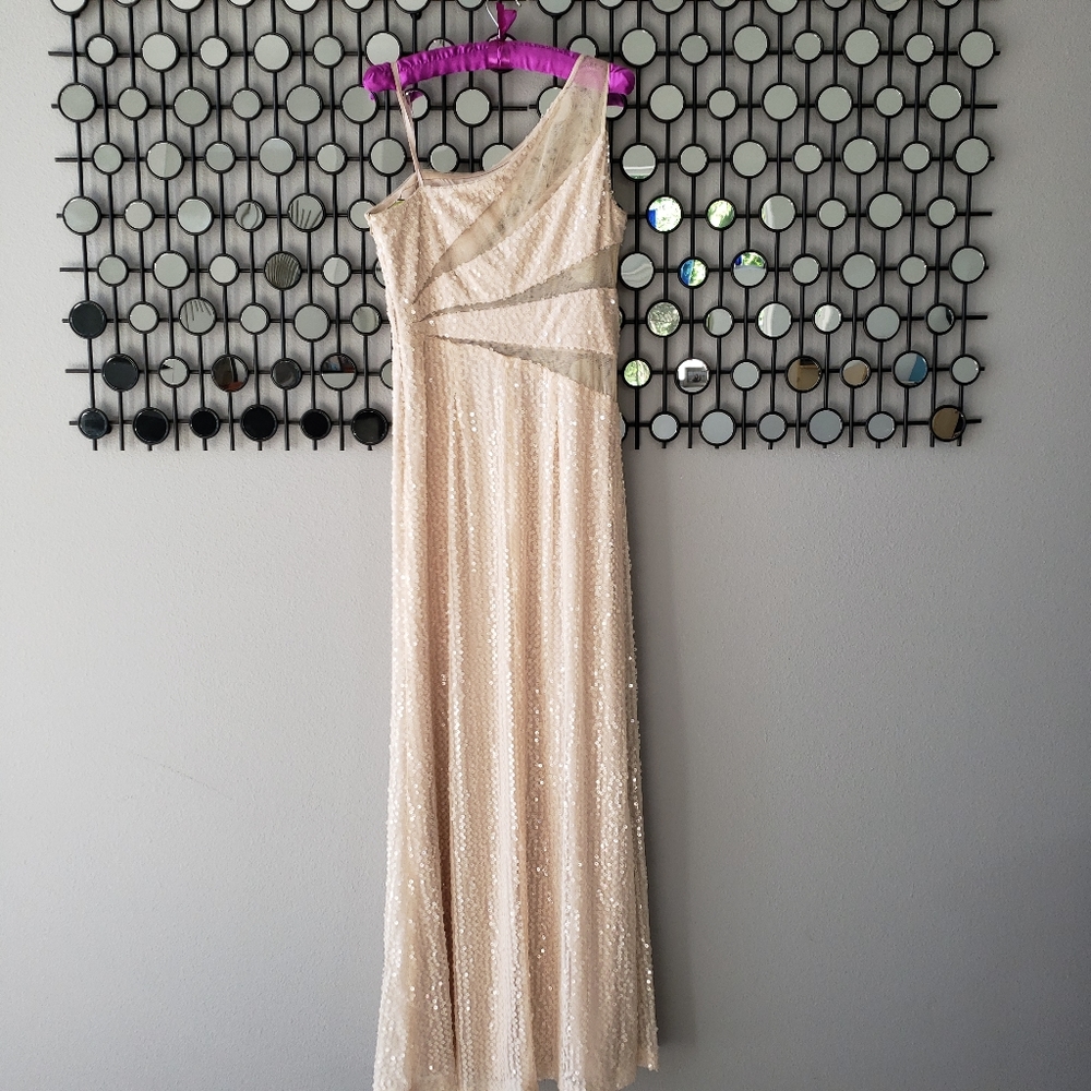 ⚡️HP⚡️Adrianna Pappell Hailey Sequin Mesh Cutout Gown